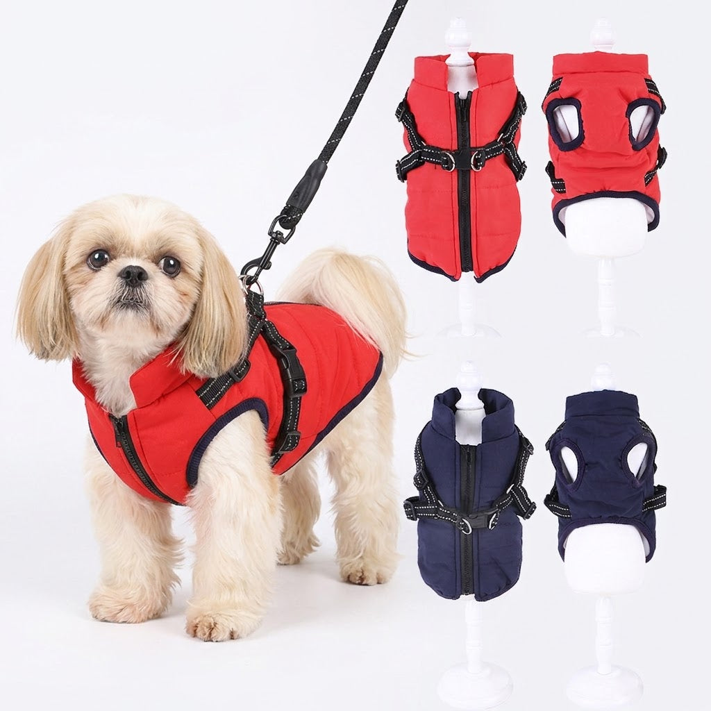 Gefütterte Thermo-Hundeweste mit integriertem Geschirr (Herbst & Winter)